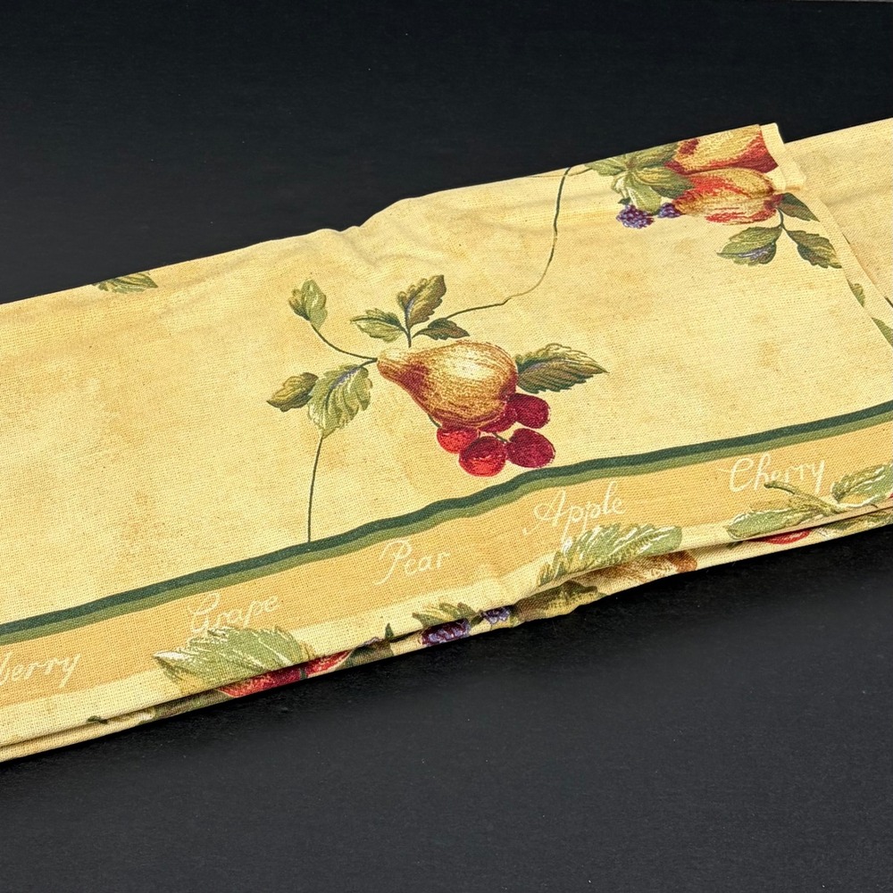 TerriSol Tablecloth Country Orchard Fruit Cotton Pale Gold 60x104 OB Vintage NOS - Picture 6 of 7